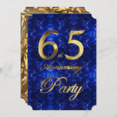 65. Hochzeitstag Gold Blue Sapphire Chic Einladung (Vorne/Hinten)