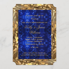 65. Hochzeitstag Gold Blue Sapphire Chic Einladung