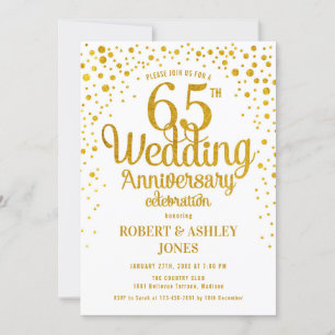 65. Hochzeitstag - Gold & Weiß Einladung