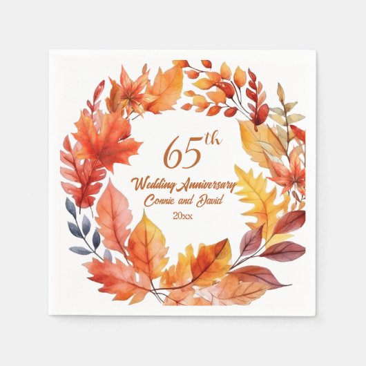65. Hochzeitstag Herbst Serviette (Vorderseite)