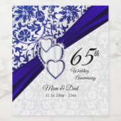 65. Hochzeitstag in Saphir Weinetikett (Einzelnes Label)