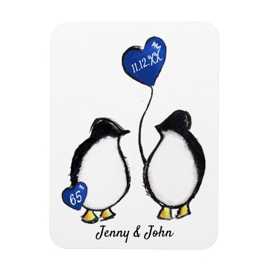 65. Hochzeitstag Pinguin-Magnet Magnet (Vertikal)