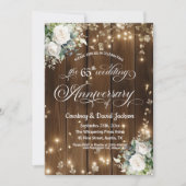 65. Hochzeitstag Rustikale String Lights Einladung (Vorderseite)