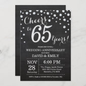65. Hochzeitstag Schwarzes Silber Chalkboard Einladung (Vorne/Hinten)