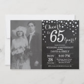65. Hochzeitstag Schwarzes Silber Chalkboard Einladung (Vorderseite)