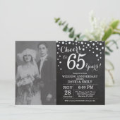 65. Hochzeitstag Schwarzes Silber Chalkboard Einladung (Stehend Vorderseite)