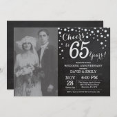 65. Hochzeitstag Schwarzes Silber Chalkboard Einladung (Vorne/Hinten)