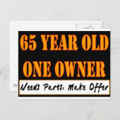 65 Jahre alt, ein Eigentümer - benötigt Teile, Ang Postkarte (Vorne/Hinten)