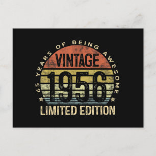 65 Jahre alt Vintag 1956 Limited Edition Geburtsta Postkarte