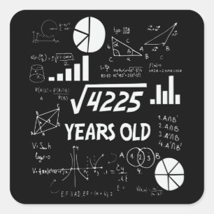 65 Jahre alter Tag Mathematiklehrer 65. Geburtstag Quadratischer Aufkleber