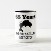 65 Jahre beste Fang- Tasse (Zentrum)