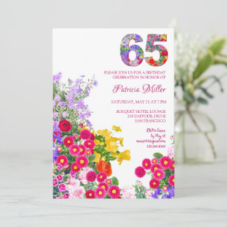 65 Jahre Elegant Garden Floral - 65. Geburtstag Einladung
