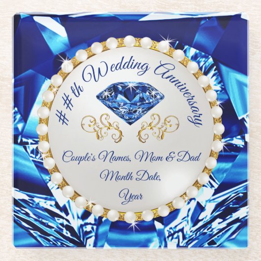 65-jähriges Hochzeitstipendium, Saphir-Untersetzer Glasuntersetzer (Vorderseite)