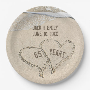 65. Jubiläum Beach Hearts Paper Plate Pappteller