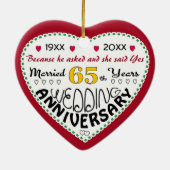 65. Jubiläum Geschenk Herz geformt Weihnachten Keramikornament (Hinten)