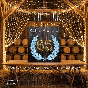 65. Jubiläum   Saphir, rustikales Holz & Gold Einladung
