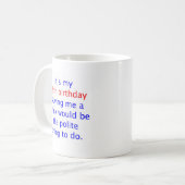 65 kaufen mich ein Getränk Kaffeetasse (Vorderseite Links)