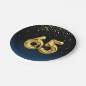 65. Party Balloons und Gold Confetti Papierplatte Pappteller (Schrägansicht)