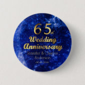 65. Saphire Hochzeitstag Gold Typografie Button (Vorderseite)
