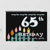 65. ÜBERRASCHUNG Geburtstag Aquamarine Kerzen Einladung (Vorne/Hinten)