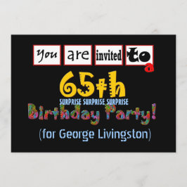 65. ÜBERRASCHUNG Geburtstags-Party Einladungs-Blau Einladung
