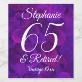 65 und ermüdet Elegant Lila Personalisiert Weinetikett (Einzelnes Label)