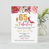 65 und fabelhafte Geburtstagseinladung für Frauen Einladung (Stehend Vorderseite)
