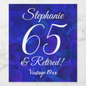 65 und Remüde Elegant Royal Blue Personalisiert Weinetikett (Einzelnes Label)