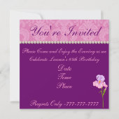 65. Vintag Pink GeburtstagsDamaskus Einladung (Rückseite)