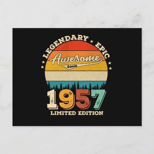 65 Year Old Awesome Since 1957 65th Birthday Gift Postkarte (Vorderseite)