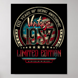 65 Years Awesome 65th Birthday Vintage 1957 USA Poster