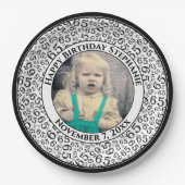 65 Your Photo Random Number Pattern Black/White Pappteller (Vorderseite)