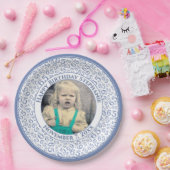 65 Your Photo Random Number Pattern Blue/White Pappteller (Party)