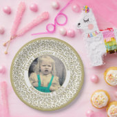 65 Your Photo Random Number Pattern Gold/White Pappteller (Party)