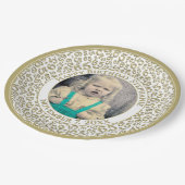 65 Your Photo Random Number Pattern Gold/White Pappteller (Schrägansicht)