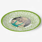 65 Your Photo Random Number Pattern Green/White Pappteller (Schrägansicht)