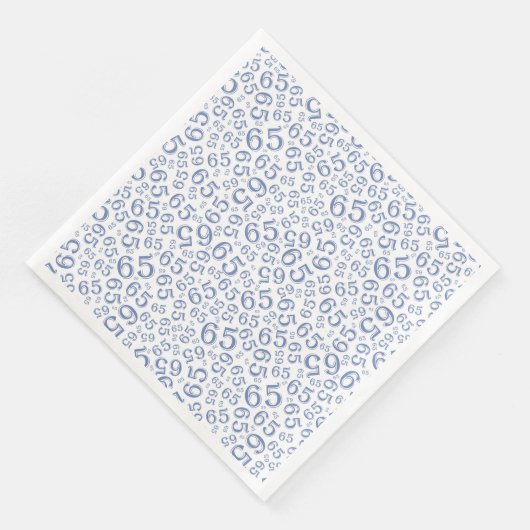 65th Age Random Number Pattern Blue/White Serviette (Ecke)