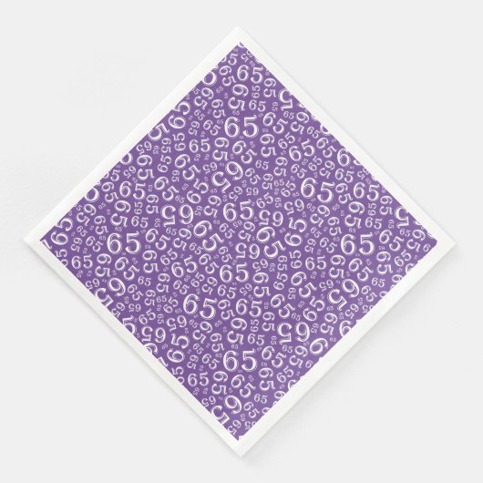 65th Age Random Number Pattern Purple/White Serviette (Ecke)