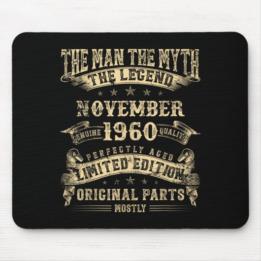 65th Birthday For Men Mythology Of November 1960 Mousepad (Vorne)