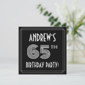 65th Birthday Party: Art Deco Style w/ Custom Name Einladung (Stehend Vorderseite)
