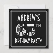 65th Birthday Party: Art Deco Style w/ Custom Name Einladung (Vorderseite)
