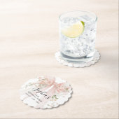 65th Birthday Party Pink Bow with Roses Untersetzer (Vor Ort)