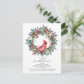 65th Birthday Party Red Cardinal Wreath Einladungspostkarte (Stehend Vorderseite)