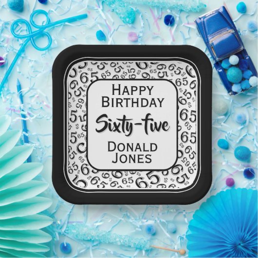 65th Party Random Number Pattern Black/White Pappteller (Party)