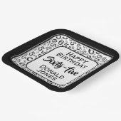 65th Party Random Number Pattern Black/White Pappteller (Gewinkelt)