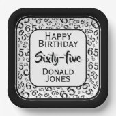 65th Party Random Number Pattern Black/White Pappteller (Vorderseite)
