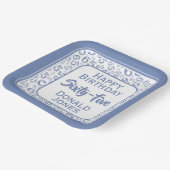 65th Party Random Number Pattern Blue/White Pappteller (Gewinkelt)