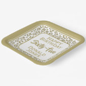 65th Party Random Number Pattern Gold/White Pappteller (Gewinkelt)