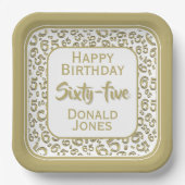 65th Party Random Number Pattern Gold/White Pappteller (Vorderseite)