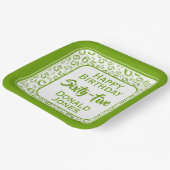 65th Party Random Number Pattern Green/White Pappteller (Gewinkelt)